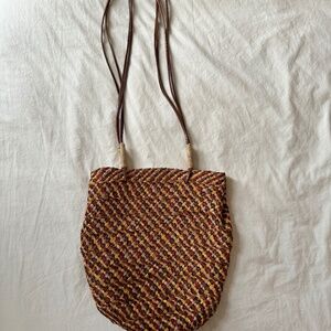 Sezane crocheted raffia purse